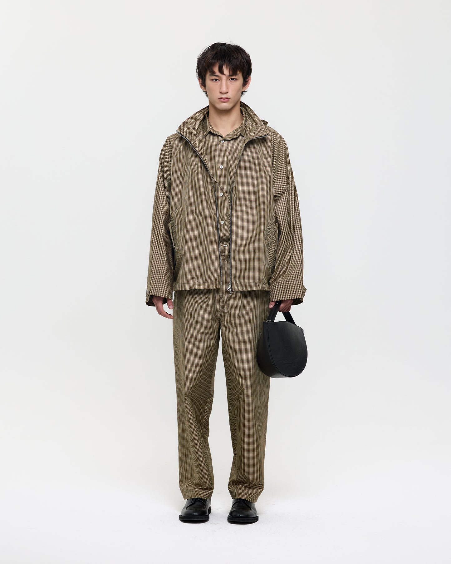 CHECKERED SILK FIELD SHORT COAT