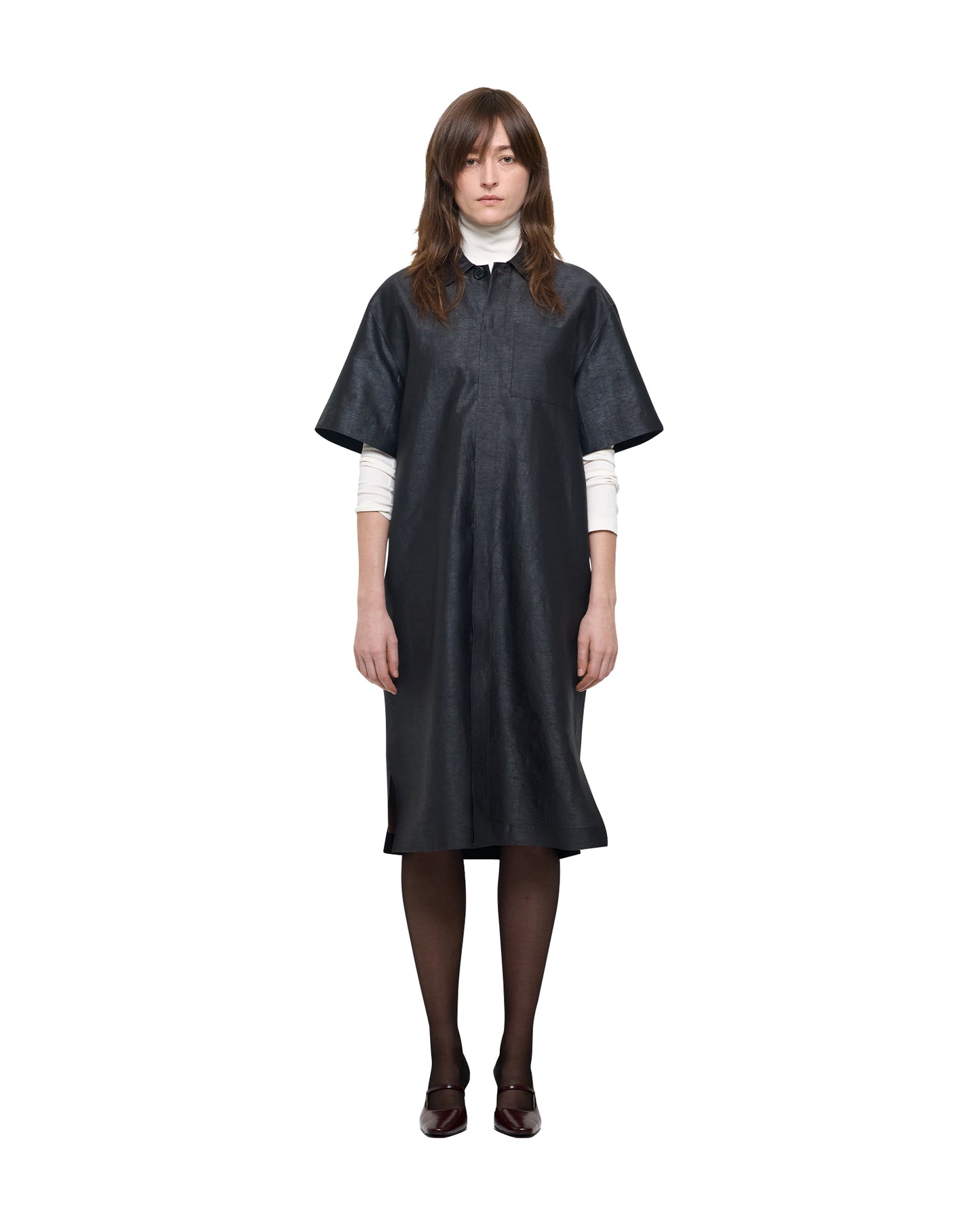 MUD DYED SILK SHORT SLEEVE DRESS