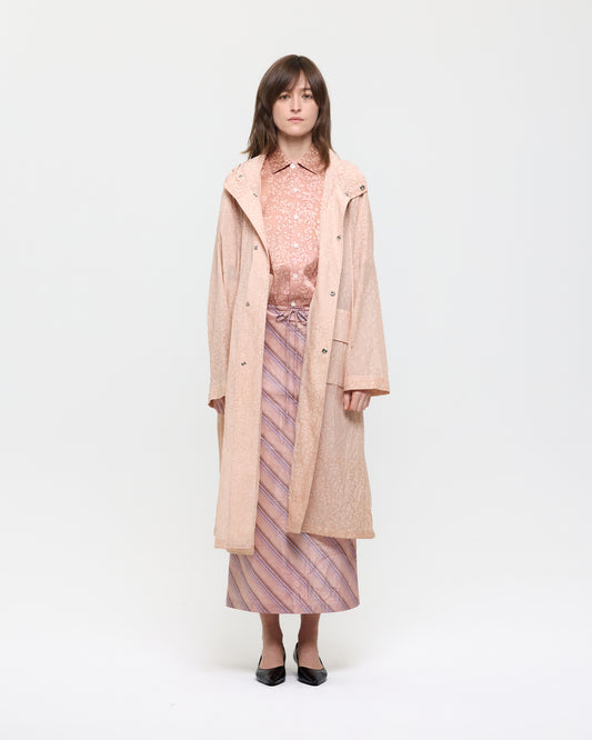 SALT DYED SILK NYLON HOODIE COAT