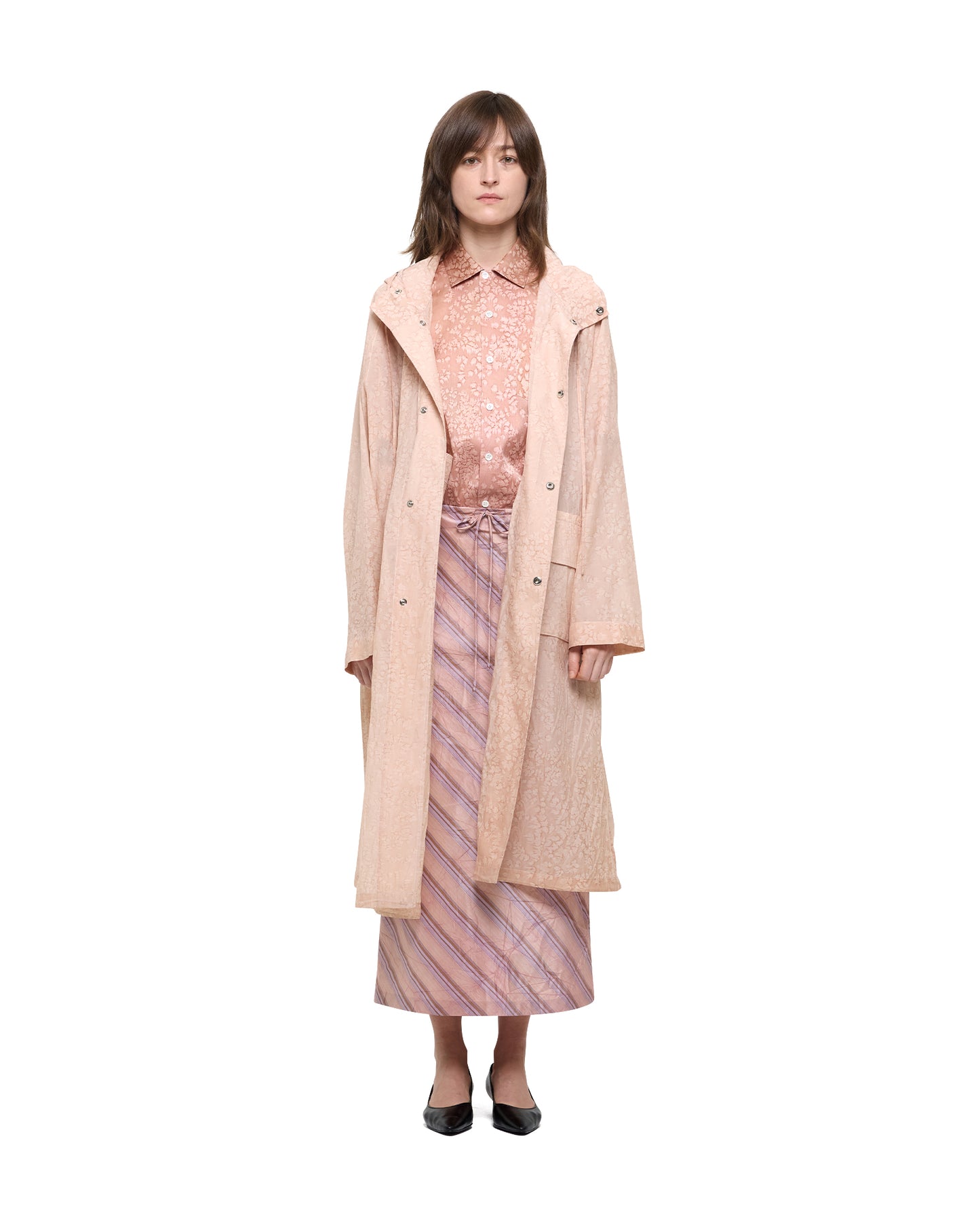 SALT DYED SILK NYLON HOODIE COAT