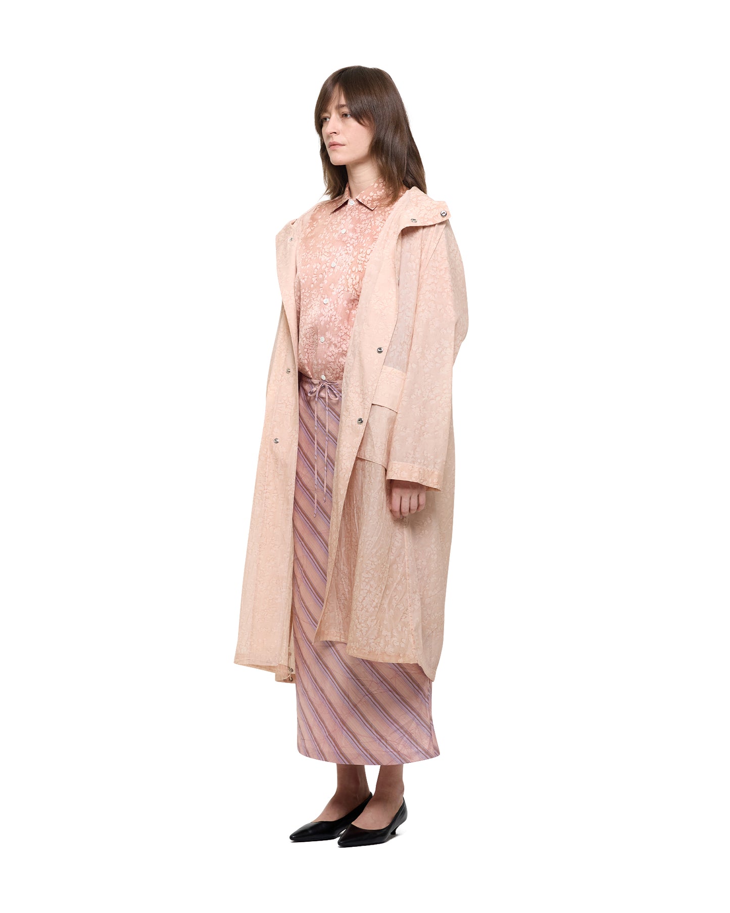 SALT DYED SILK NYLON HOODIE COAT