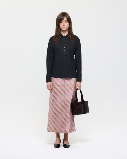 CRINKLED MUD DYED SILK SHIRT