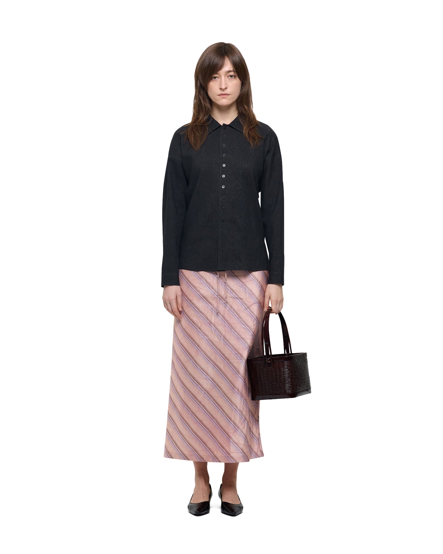 CRINKLED MUD DYED SILK SHIRT