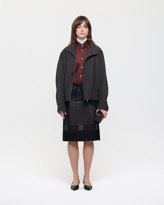 NATURAL DYED JACQUARD SILK BOMBER JACKET