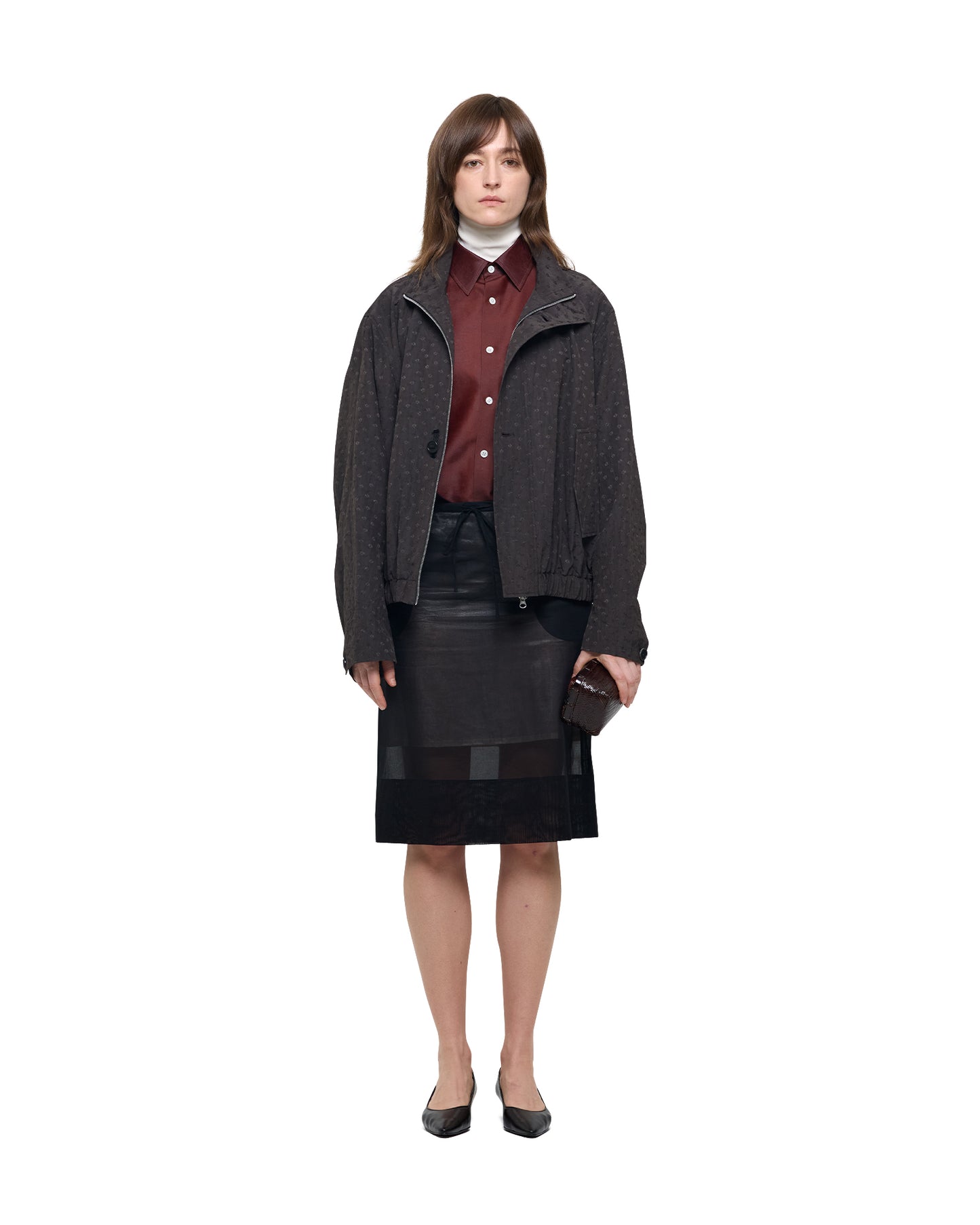 NATURAL DYED JACQUARD SILK BOMBER JACKET