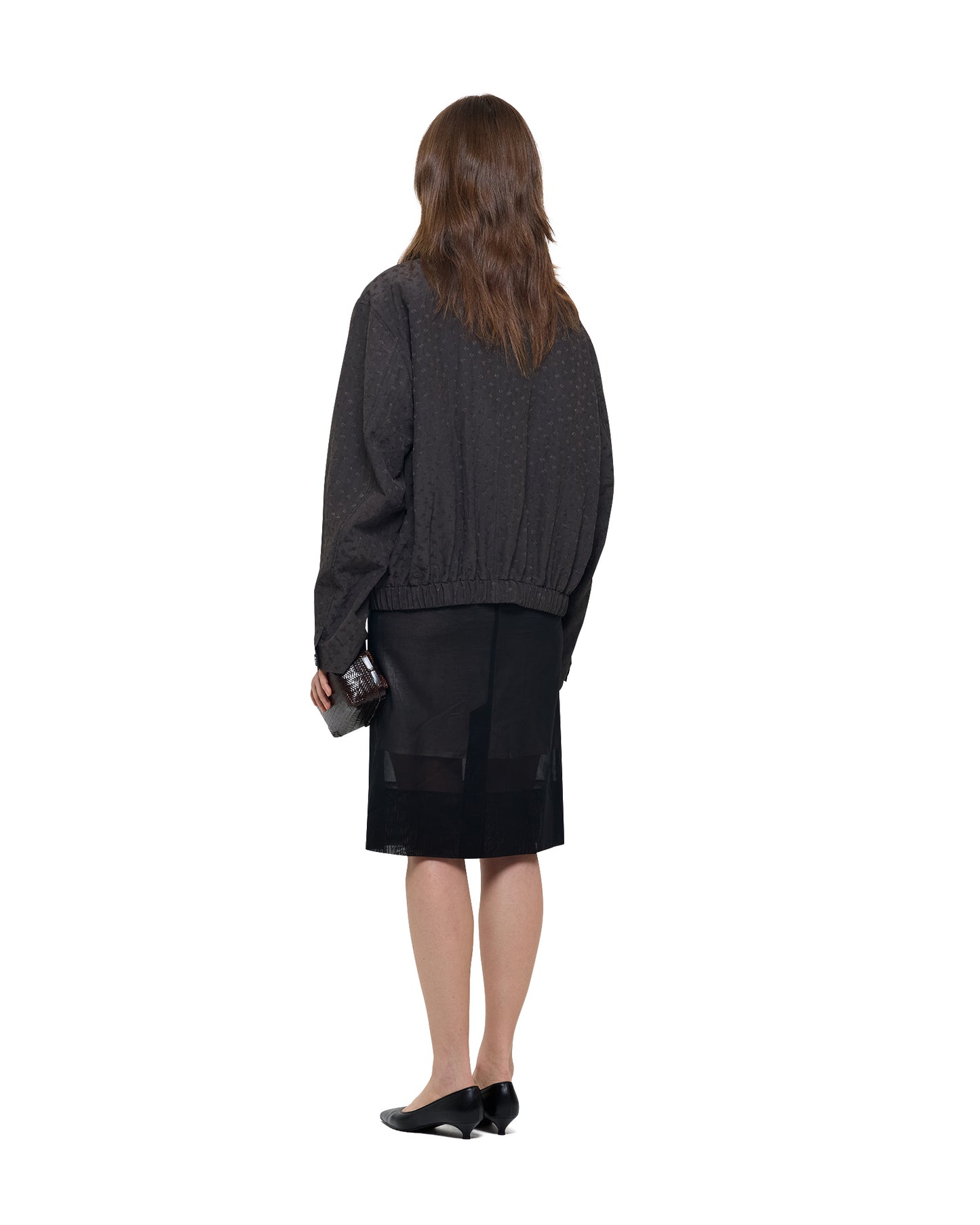 NATURAL DYED JACQUARD SILK BOMBER JACKET