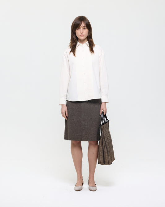 COTTON SILK PIN TUCK SHIRT