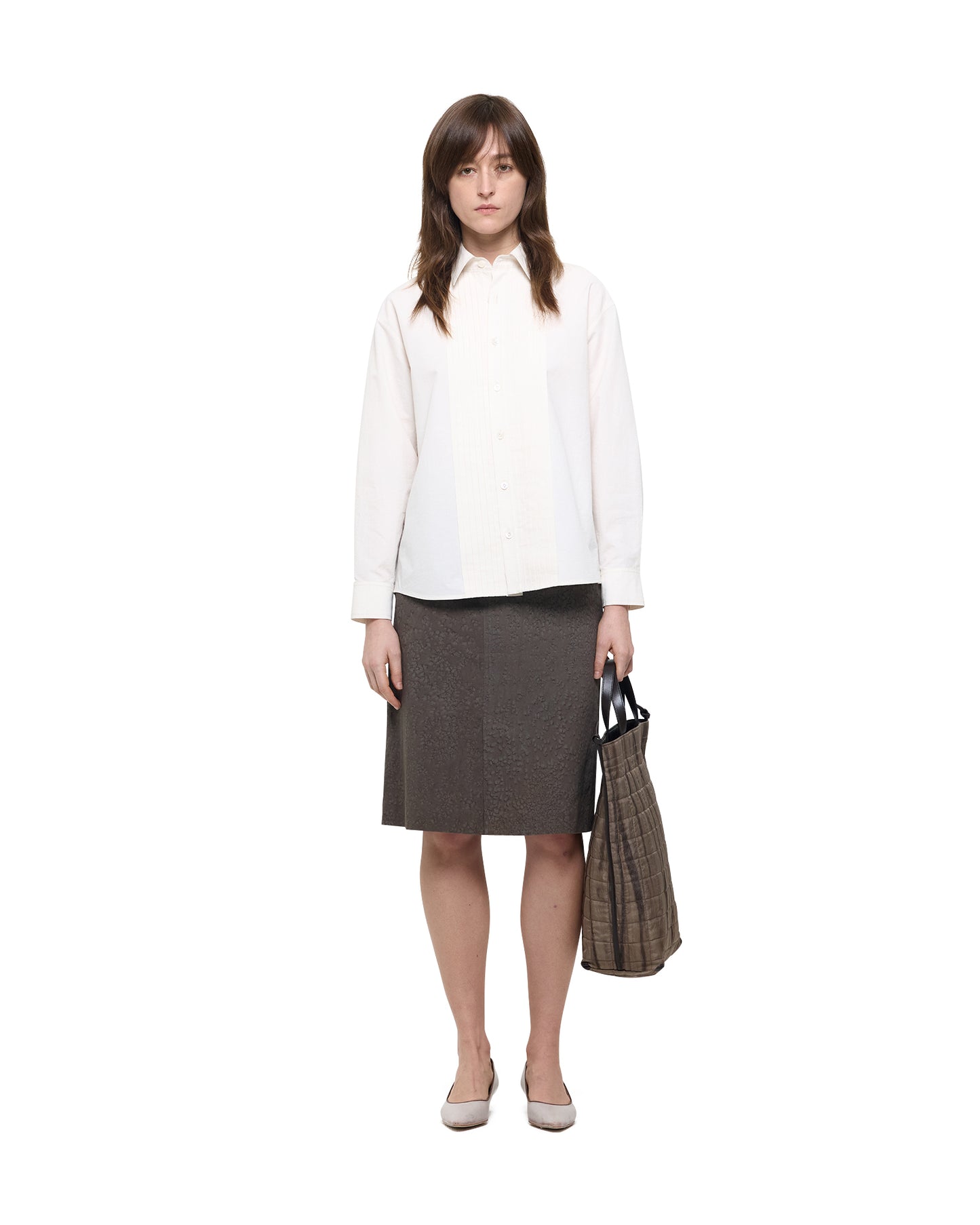 COTTON SILK PIN TUCK SHIRT