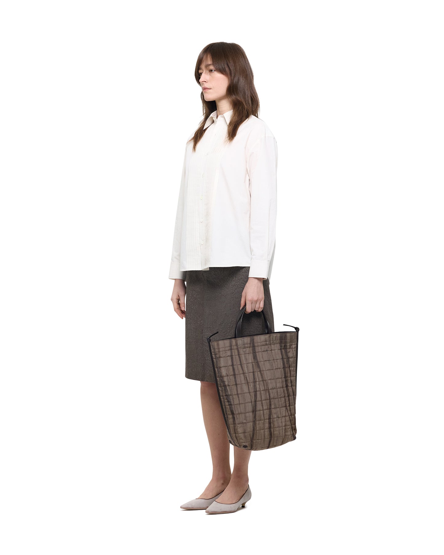 COTTON SILK PIN TUCK SHIRT