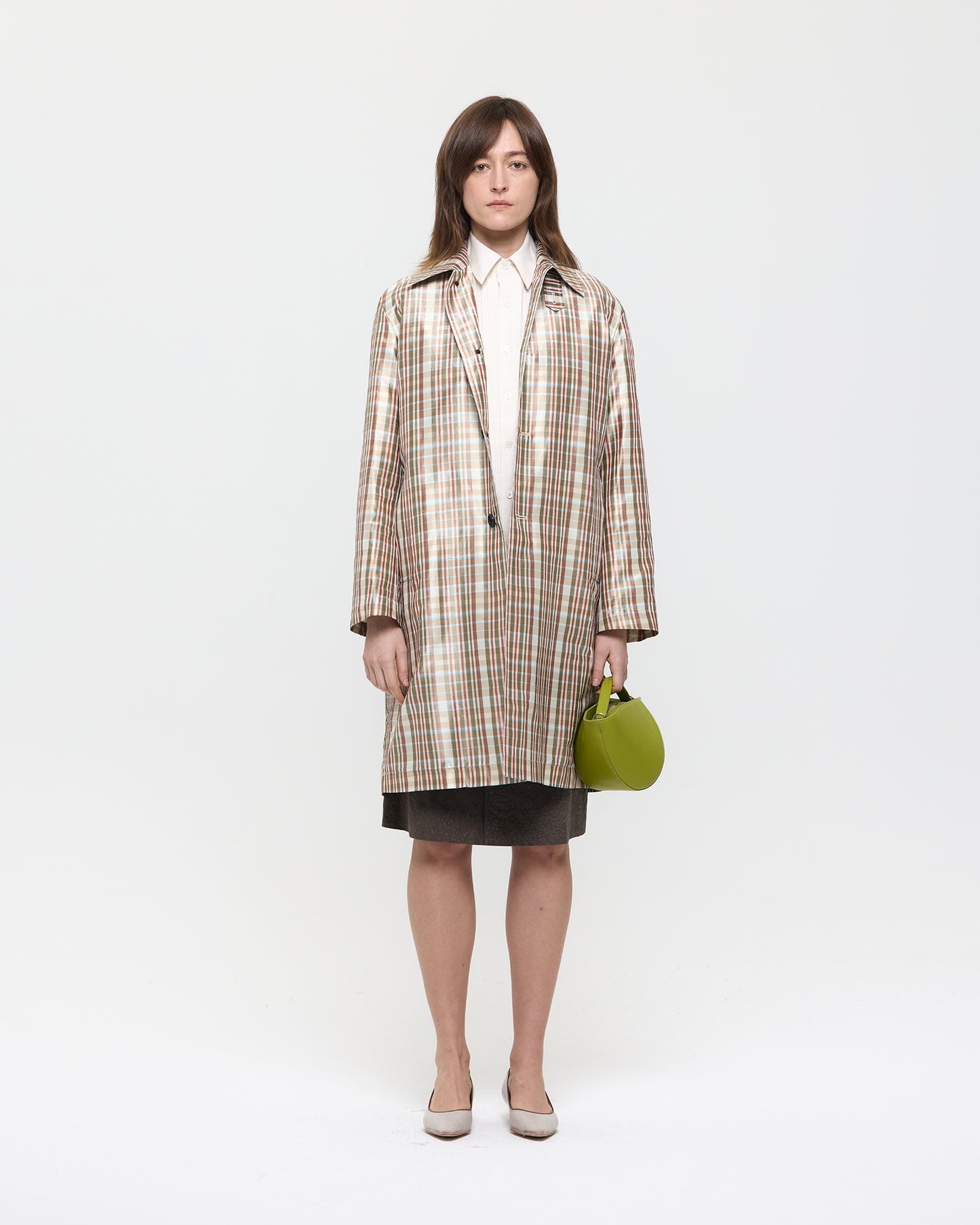 CHECKERED SILK SINGLE COAT