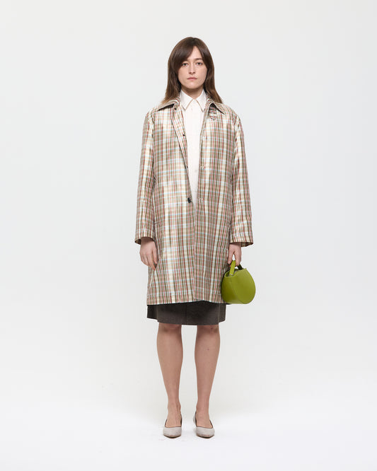 CHECKERED SILK SINGLE COAT