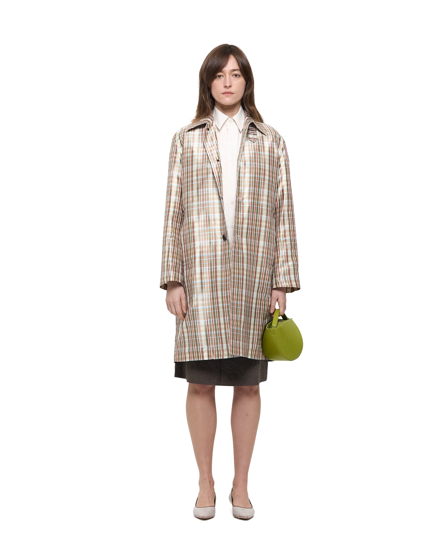CHECKERED SILK SINGLE COAT