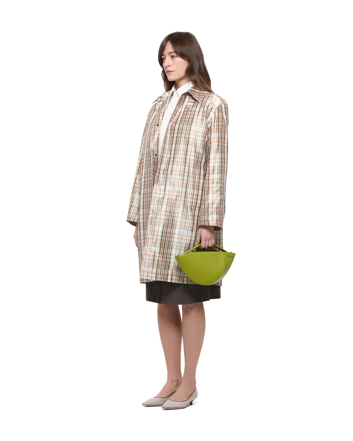 CHECKERED SILK SINGLE COAT