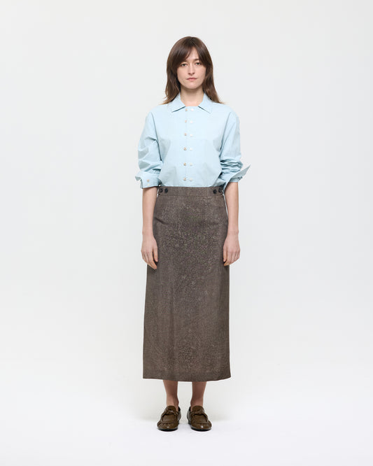 INDIGO DYED COTTON DOUBLE BUTTON SHIRT