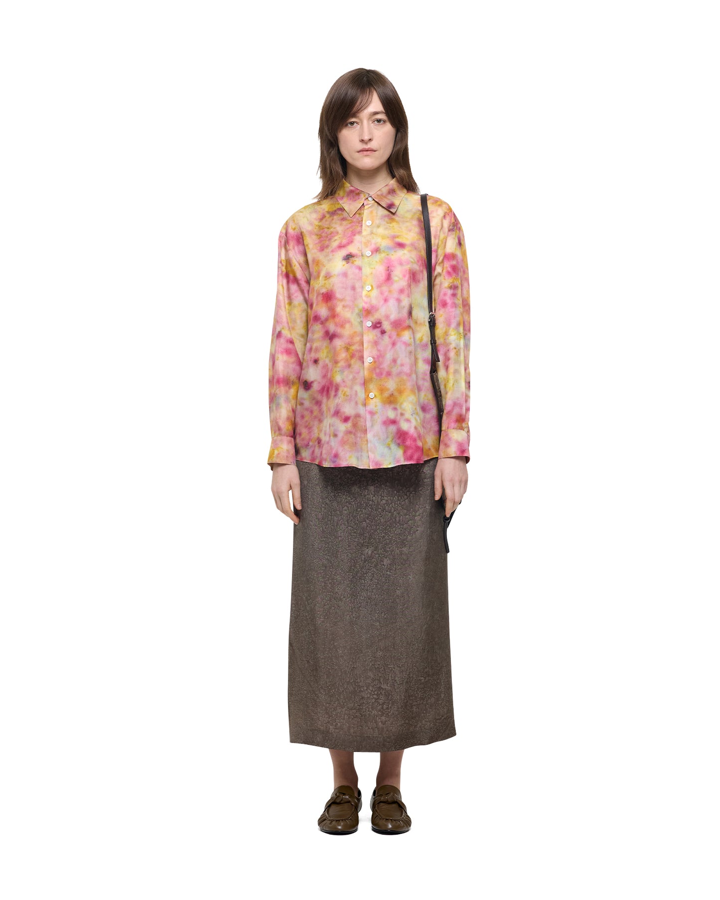 BOTANICAL PRINT WOOL SILK SHIRT
