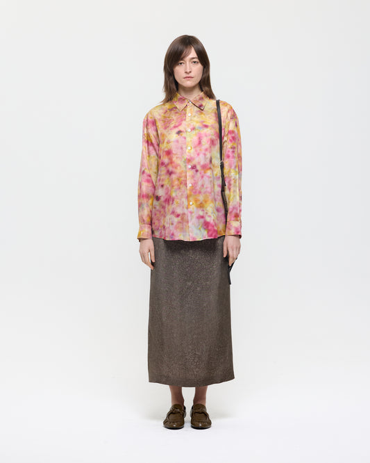 BOTANICAL PRINT WOOL SILK SHIRT