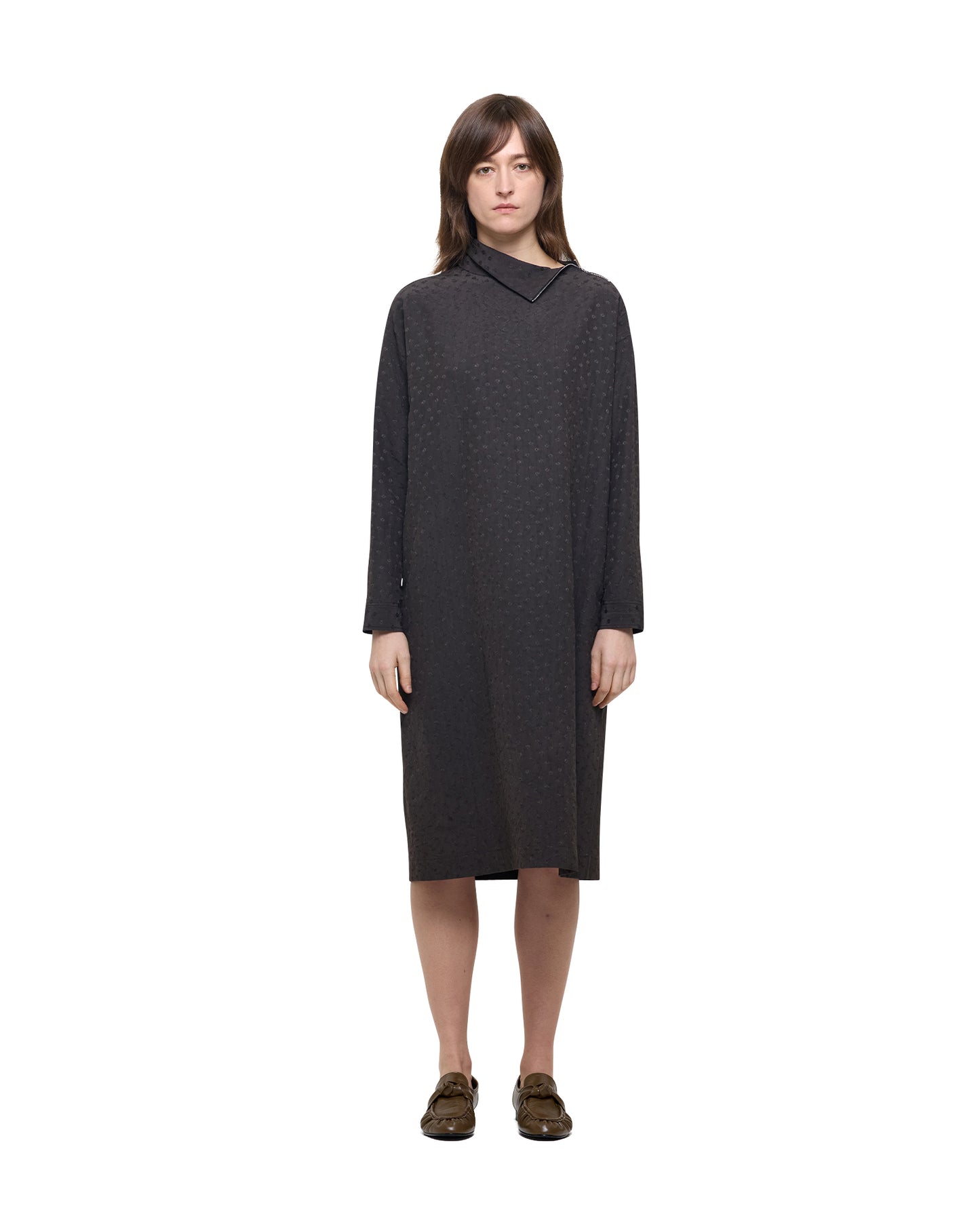 NATURAL DYED JACQUARD SILK RAYON DRESS