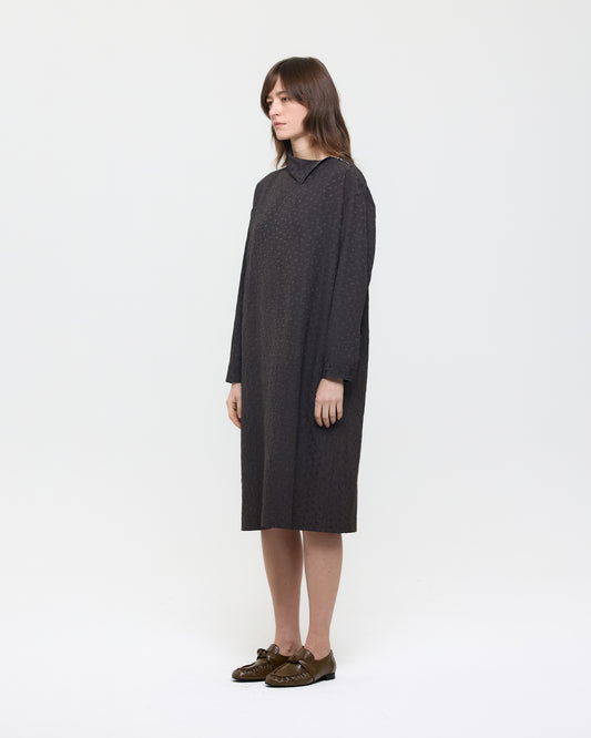NATURAL DYED JACQUARD SILK RAYON DRESS