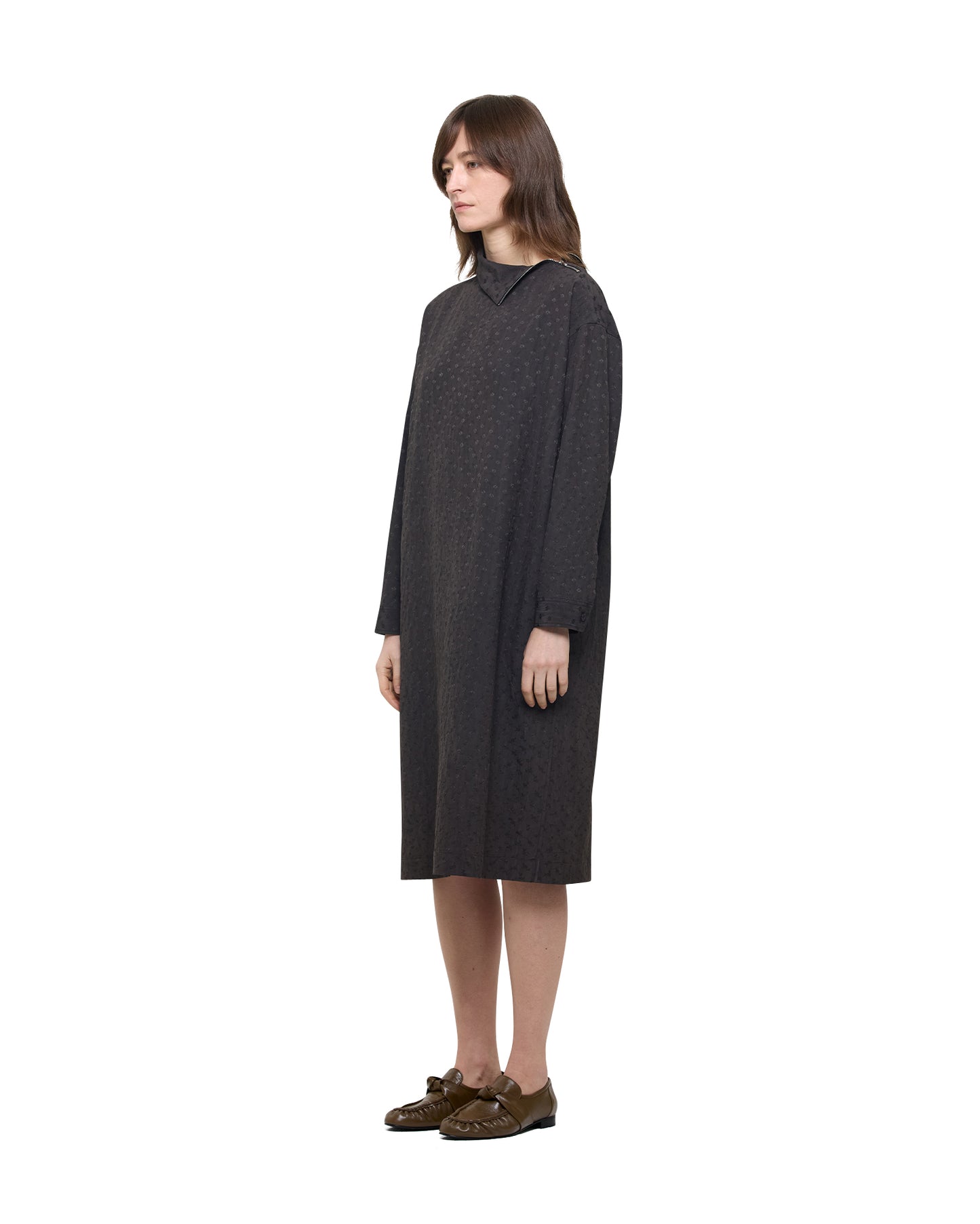 NATURAL DYED JACQUARD SILK RAYON DRESS