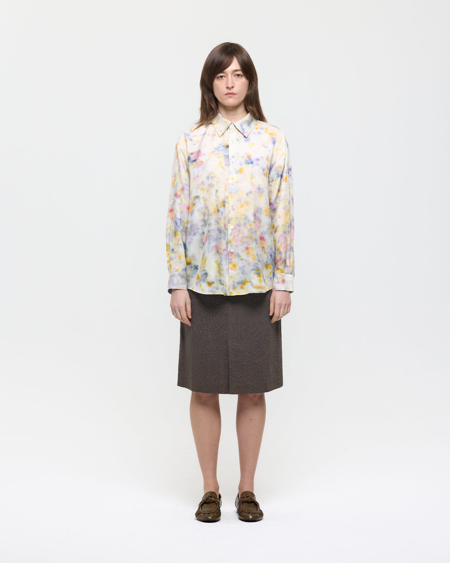 BOTANICAL PRINT WOOL SILK SHIRT