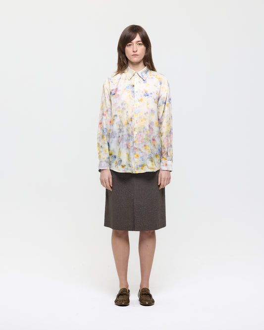 BOTANICAL PRINT WOOL SILK SHIRT