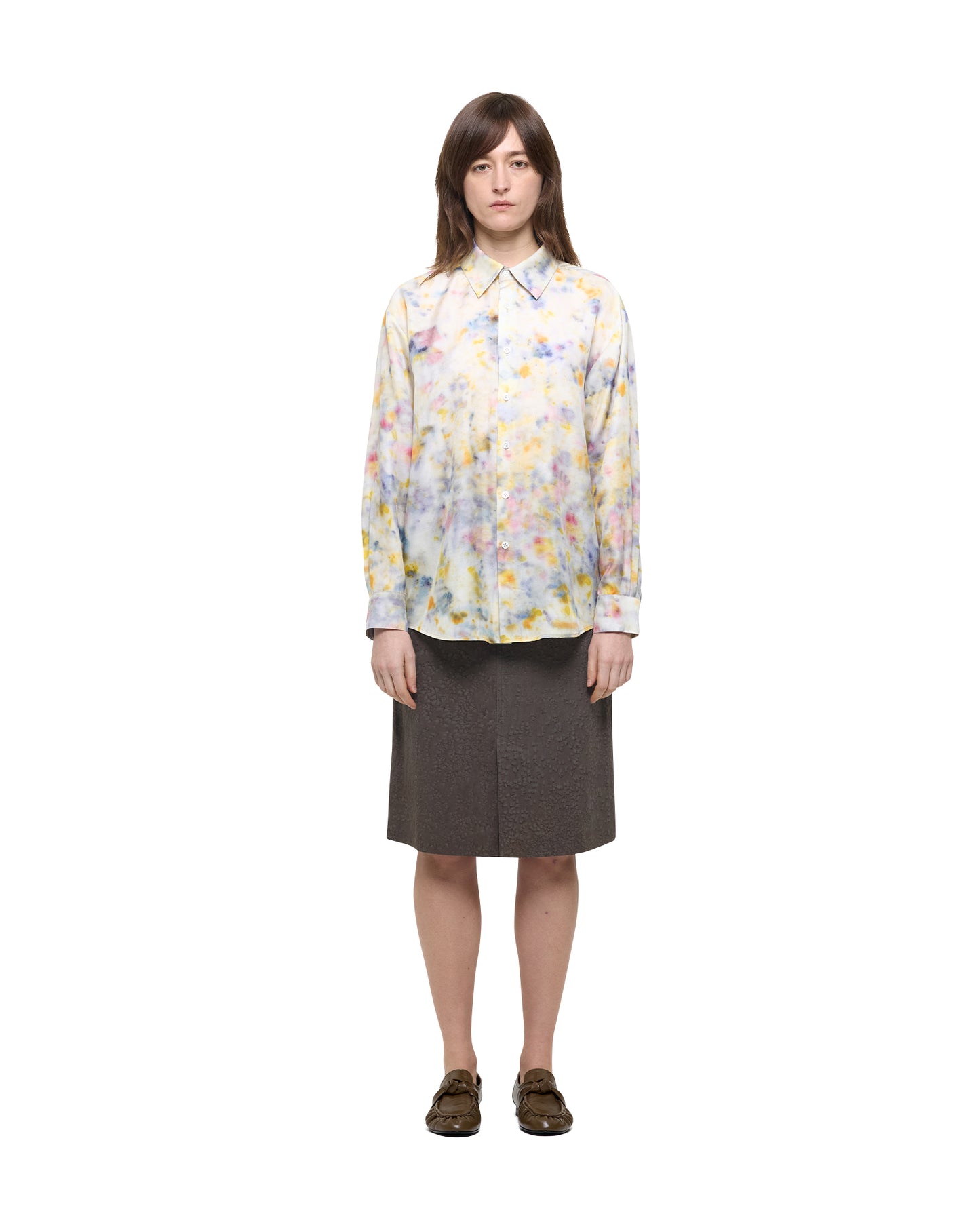 BOTANICAL PRINT WOOL SILK SHIRT