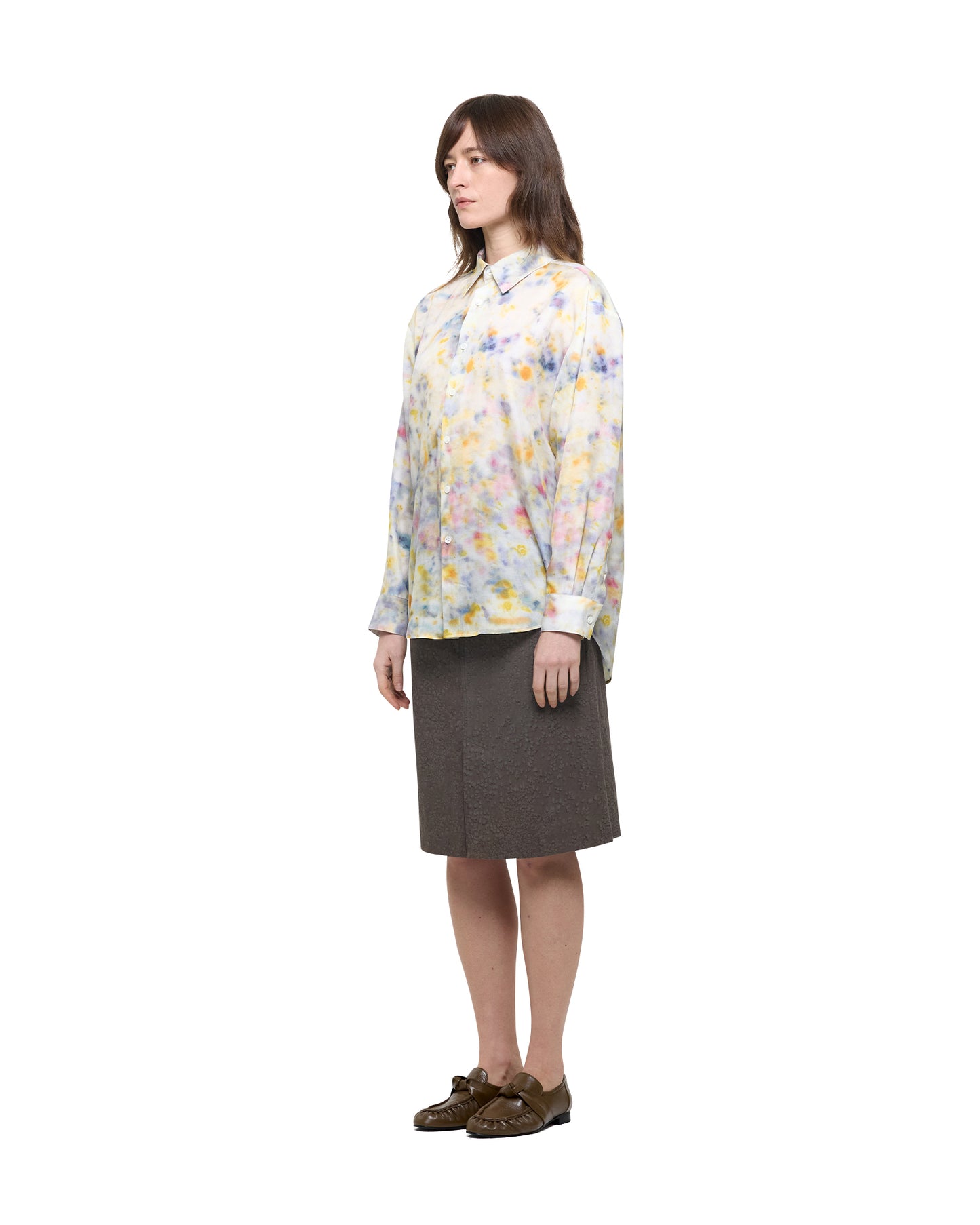 BOTANICAL PRINT WOOL SILK SHIRT