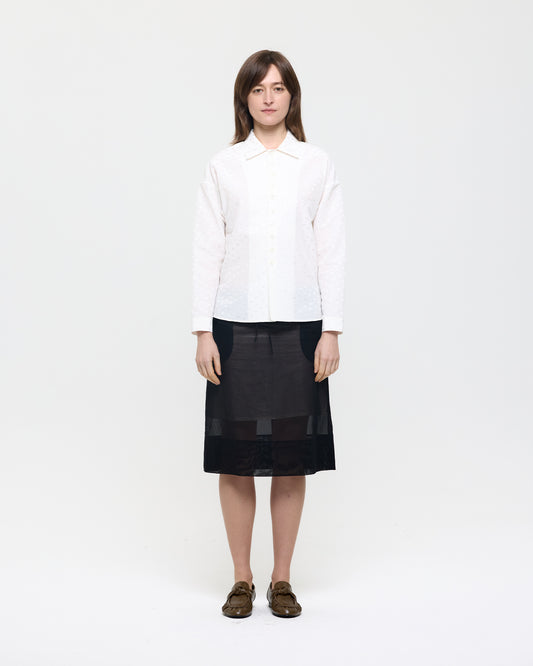 WHITE JACQUARD SILK RAYON SHIRT