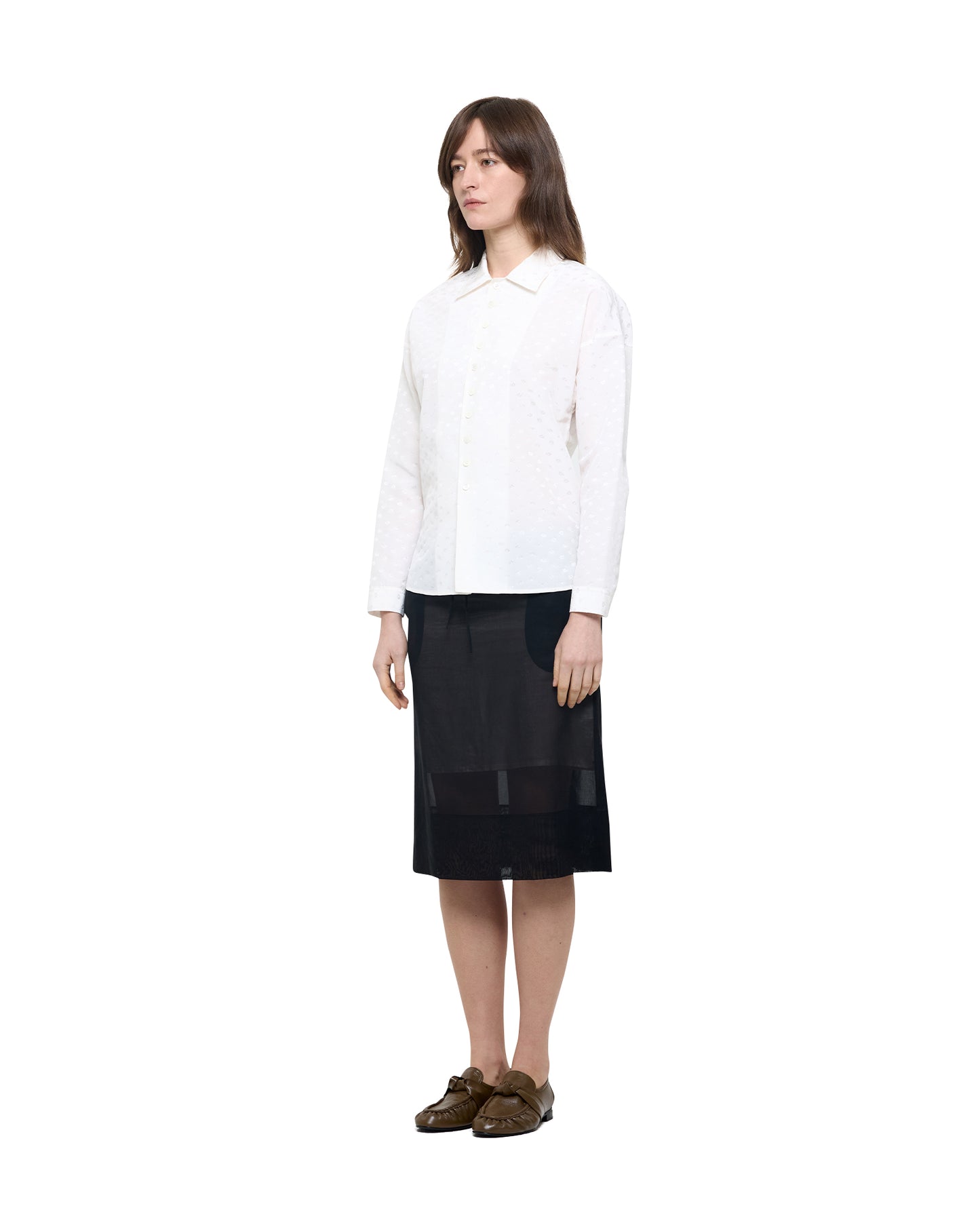 WHITE JACQUARD SILK RAYON SHIRT