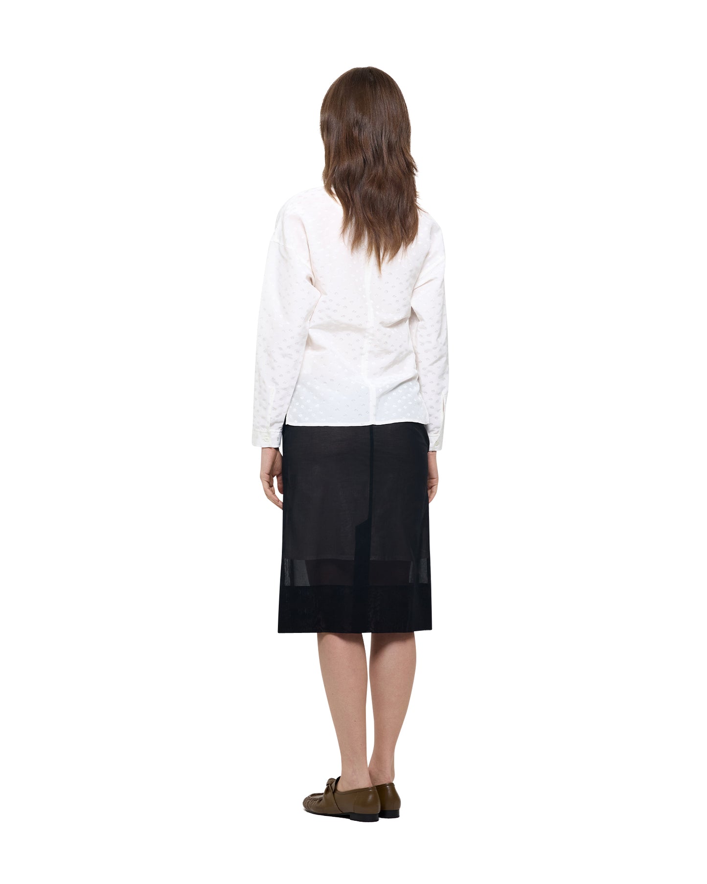 WHITE JACQUARD SILK RAYON SHIRT