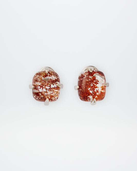 SQUARE GARDEN QUARTZ STUD EARRINGS