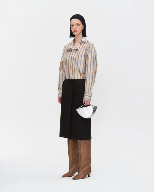 DARK BROWN WOOL FELTED SKIRT