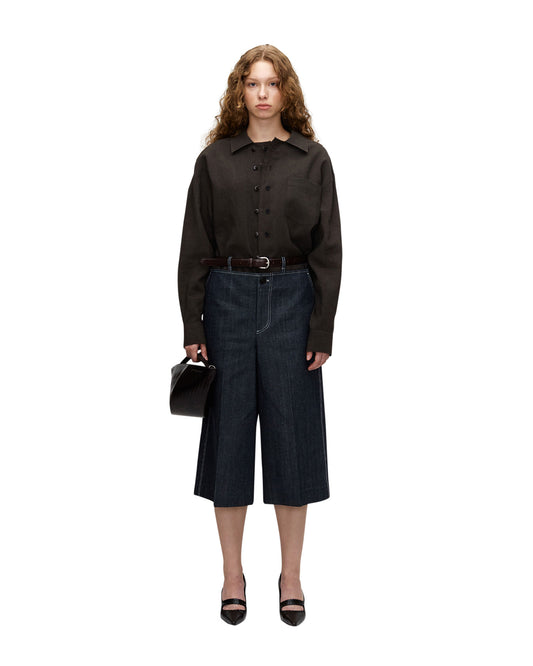 BROWN PERSIMMON DYED COTTON DOUBLE BUTTON SHIRT