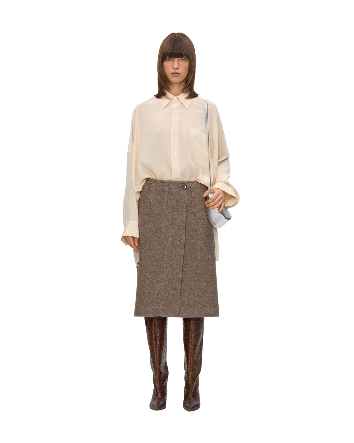 BEIGE WOOL FELTED SKIRT