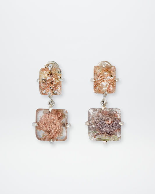 SQUARE GARDEN QUARTZ DROP EARRINGS