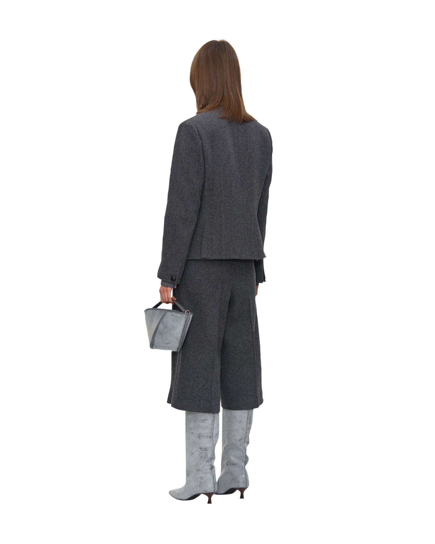 GREY WOOL BERMUDA TROUSERS