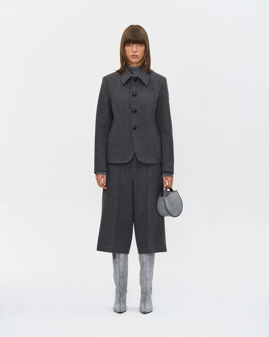GREY WOOL FOUR-BUTTON JACKET