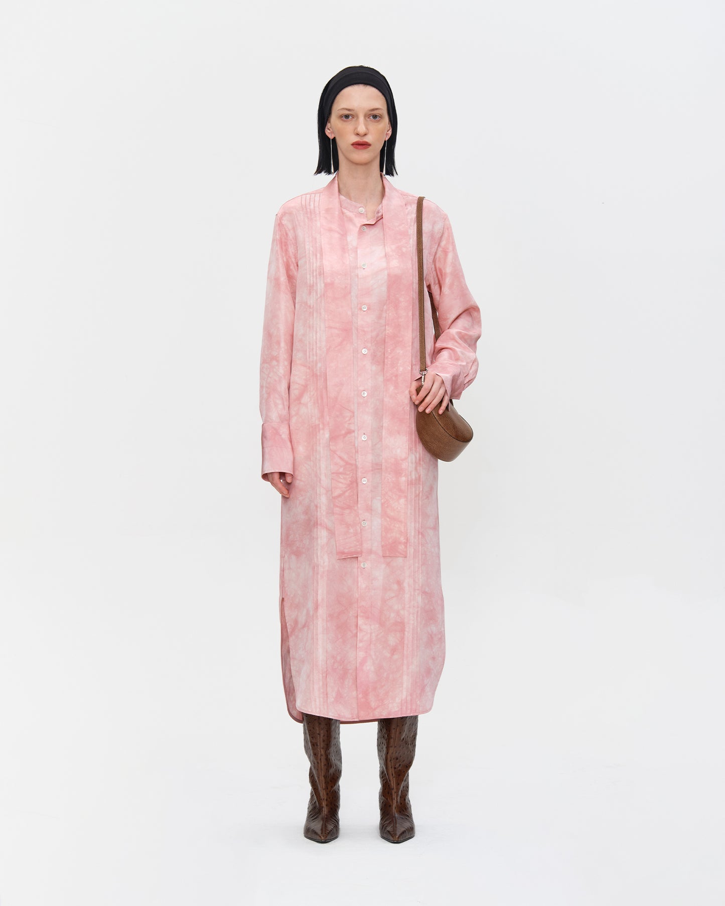 NATURAL COCCUS DYED SILK SHIRT DRESS