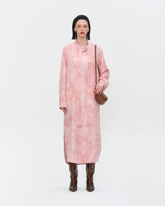 NATURAL COCCUS DYED SILK SHIRT DRESS