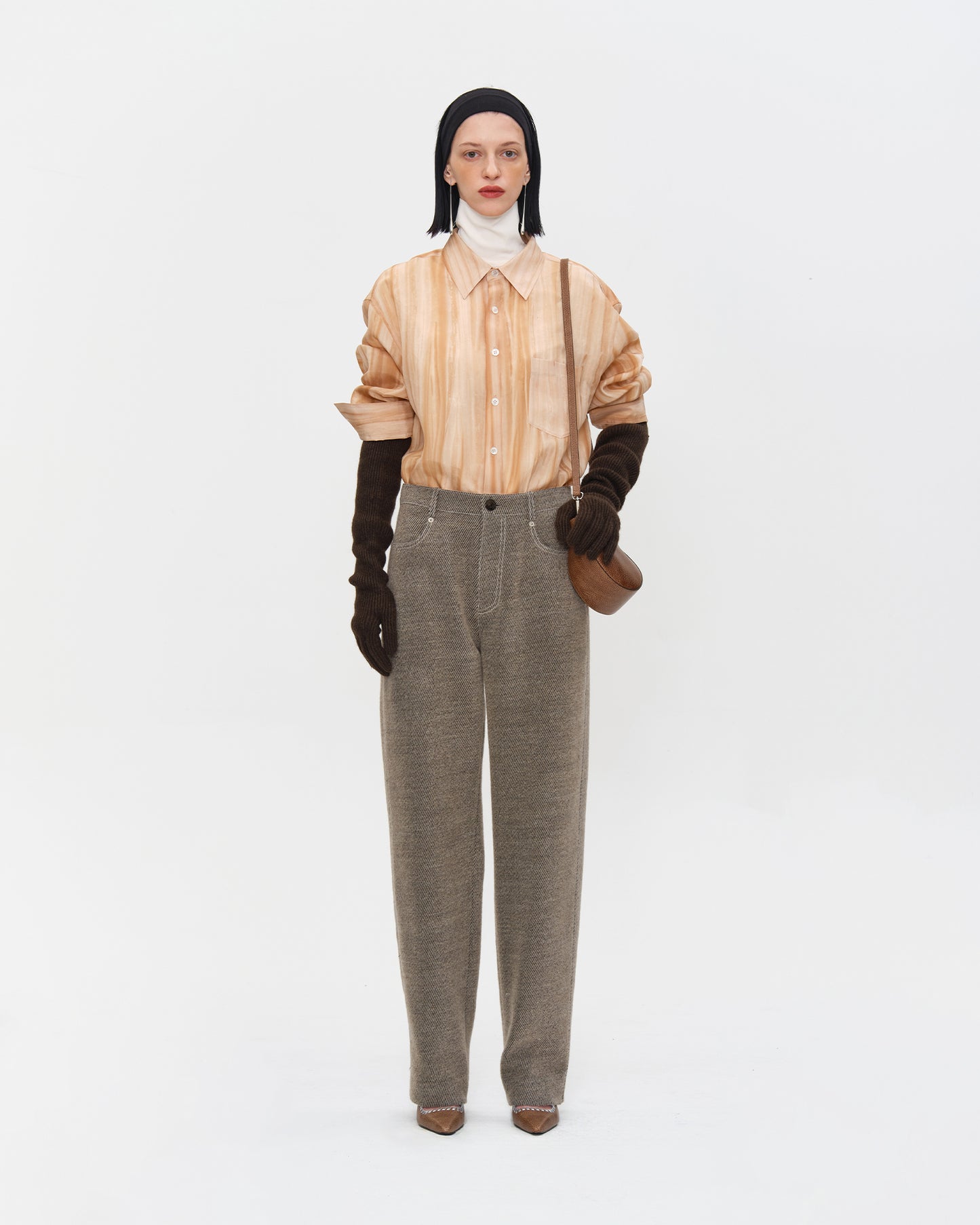 PERSIMMON DYED SILK CLASSIC SHIRT
