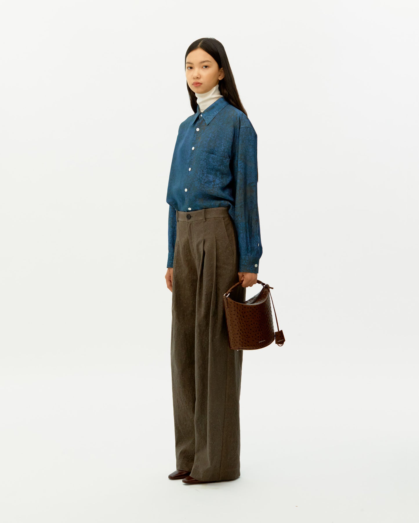 SALT DYED COTTON WIDE-FIT TWO TUCK TROUSERS