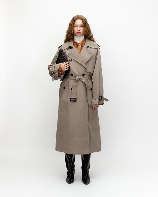 ACACIA DYED COTTON SILK TRENCH COAT
